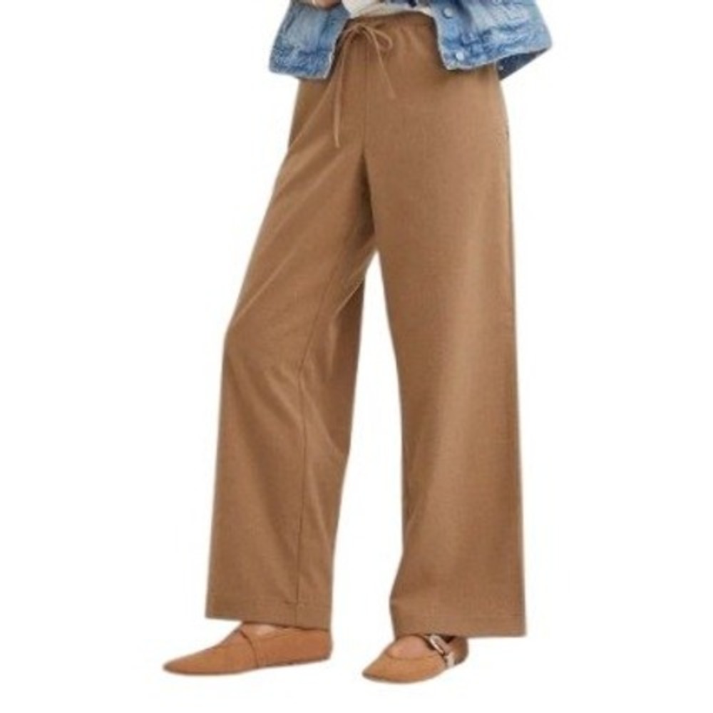 LOFT Womens SP Sawyer Pull On Brushed Flannel Pants in Desert Camel Heather NWT